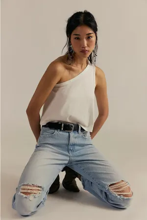 FREE PEOPLE L We The Free Sunny One-Shoulder Tank Cropped Jersey Top Sleeveless thumbnail 1