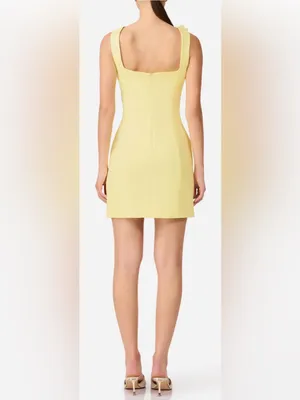 NEW ELLIATT Trompe 3D Rosette Floral Sleeveless Minidress sz S butter yellow thumbnail 3