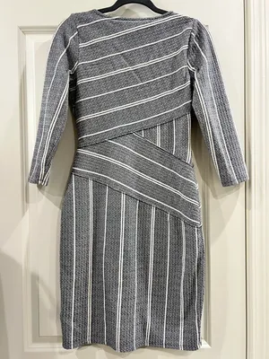 Maeve by Anthropologie Striped Knit Wrap Dress – Navy/White – Size S thumbnail 5