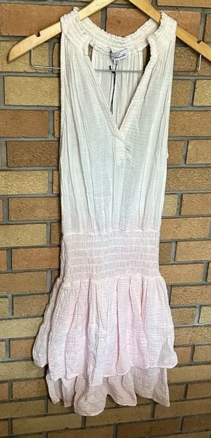 NWT Red Haute White Smocked Gauze Prim Tie Dye Midi Dress Size XS thumbnail 1