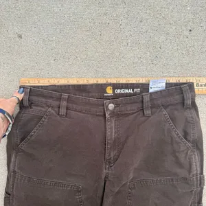 Carhartt Rugged Flex Loose Fit Canvas Double Front Work Pants Brown 12 Short thumbnail 6