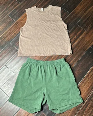 Tank top and shorts set cotton Los Angeles Apparel casual basic Summer coastal thumbnail 1