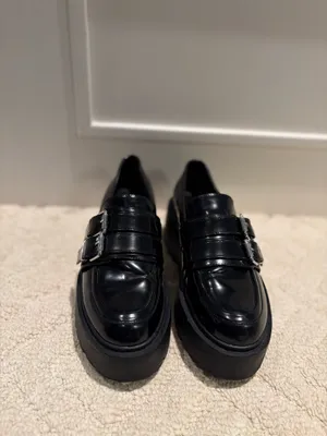 Bershka Black Double Buckle Chunky Platform Loafers Size 6 thumbnail 3