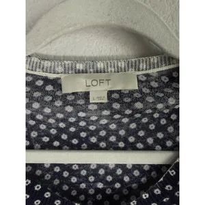 Loft Navy Polka Dots Button Up Cardigan Sweater Women's Size‎ Large Lightweight thumbnail 7