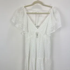 Madewell Tie Back Flutter Sleeve Tiered Midi Dress White Cottagecore US 00 NWT thumbnail 16