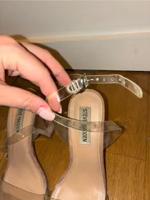 Steve Madden Clear Strap Nude Heeled Sandals Womens 6.5 thumbnail 2