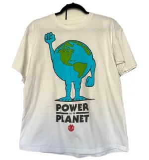 Element Organic White Short Sleeve Shirt with Earth Graphic Size Medium thumbnail 1