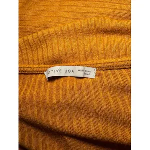 Active USA Ribbed Mustard Wrap Front Soft Crop Top Mustard Y2K Long Sleeve Small thumbnail 5