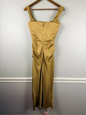 House of CB Natalya Olive Satin Corset Midi Dress size XS thumbnail 10