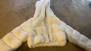 White cropped fur jacket thumbnail 1