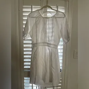 NWT Reformation Irwin mini dress backless size 12 white linen thumbnail 5