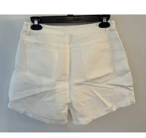 Cloud Ten White Denim Rhinestone Fringe Cuffed High Waisted Shorts Large NEW thumbnail 3