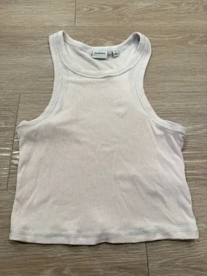 Aritzia Sunday Best Light Pink Ribbed Racerback Tank Top thumbnail 1