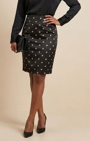 LOFT | Black & Gray Polka Dot Pencil Skirt Sz 0 thumbnail 1