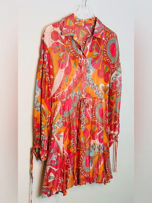 Sundress Blair Havana Framboise Orange Pink Paisley Metallic Mini Dress thumbnail 6