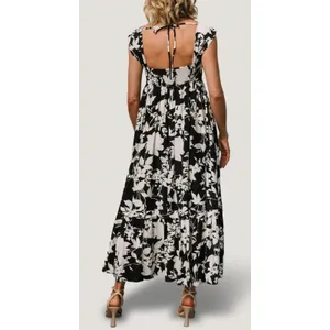 Baltic Born Aita Maxi Dress Black Ivory Floral Tiered Maternity Friendly Size L thumbnail 2