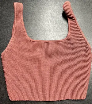 Aritzia Babaton Women's Size XS Sculpt Brown Ribbed Square Neck Crop Tank Top thumbnail 1