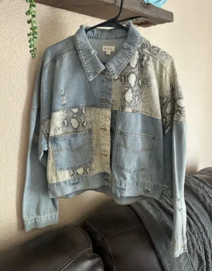 Denim and Snakeskin jacket thumbnail 1