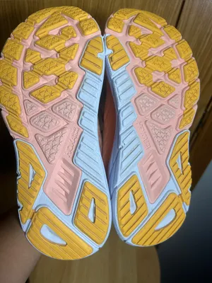 Hoka Women's Coral/Yellow Athletic Running Shoes thumbnail 5