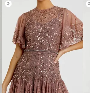 Mac Duggal Pink Cape Sleeve Beaded Tea Length Drop Waist Dress size 6 C9 thumbnail 5