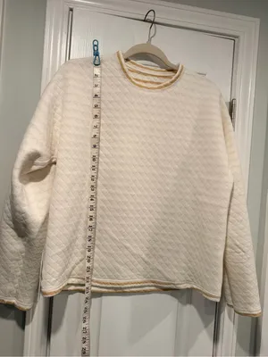 NWOT J. Crew Size S Tan Cream Reversible Quilted Striped Crew Sweatshirt thumbnail 9
