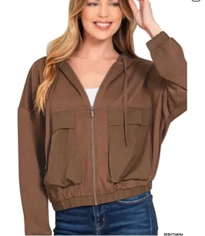 Zenana soft zip up hoodie. S thumbnail 1