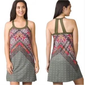 prAna Cantine Halter Active Dress L Cargo Marrakesh Olive Green Shelf Bra Sporty thumbnail 2
