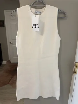 Zara Knit Sleeveless Mini Dress – Cream/White, New With Tags, Size M thumbnail 2