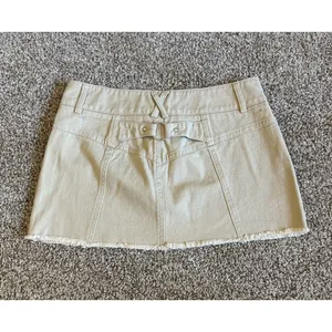 Edikted Khaki Metal O-Ring Miniskirt Distressed Hem S NWT thumbnail 5