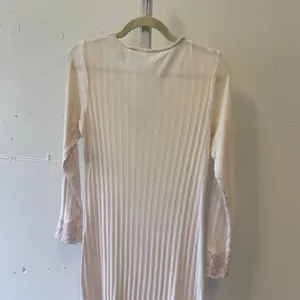 Eileen West Pink Lace Trim Ribbed Nightgown Long Sleeve Sleep Dress XS Vintage thumbnail 6