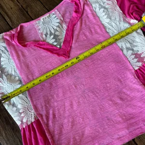 🌸 POL Pink Boho Lace Patchwork Top - Size M 🌸 thumbnail 2