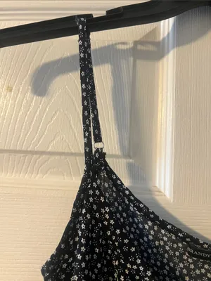 Brandy Melville Black Mini Slip Dress with White Daisy Print thumbnail 3