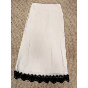 NWT White Satin Slip Maxi Skirt Black Lace Hem Y2K 90s‎ Indie Sleaze S A New Day thumbnail 8