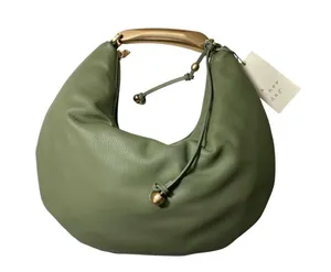 A New Day Green Hobo Shoulder Bag Gold Handle Slouchy Faux Leather Minimalist thumbnail 1