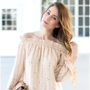 Wayf Dress Women Large Cream‎ Off The Shoulder Long Sleeve Floral Flowy Tunic thumbnail 2