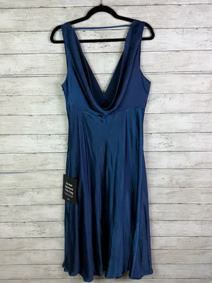 Lulus Incredible Love Navy Satin Cowl Back Midi Slip Dress Size Large thumbnail 8