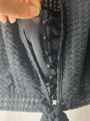 Maeve Anthropologie Black Ruffle Textured Goth Whimsygoth Witchy Blouse XS-S thumbnail 6
