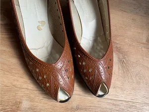 40s pinup peeptoe heels Brown Size 8 thumbnail 4