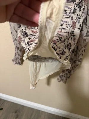 Free People Floral Smocked Long-Sleeve Bodysuit size large thumbnail 3