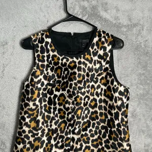 J. Crew‎ A-Line Leopard Print Shift Mini Dress Size 6 Black Brown Sleeveless New thumbnail 7