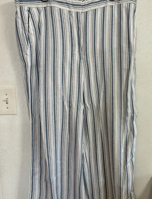 LOFT Striped Blue and White Wide Leg Woman’s Pants NWOT Size 16 thumbnail 1