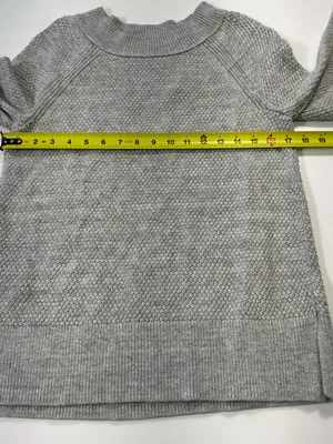 LOFT 100%. Otto Gray Crewneck Sweater with Bell Slit Sleeves Size Medium thumbnail 4