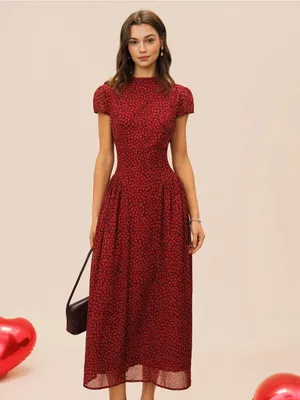 Rihoas Red Cap Sleeve Floral Maxi Dress thumbnail 4