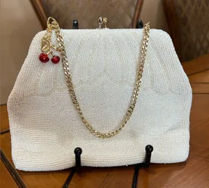 1950-1960 Elegant White Beaded Clutch made in Japan. thumbnail 1