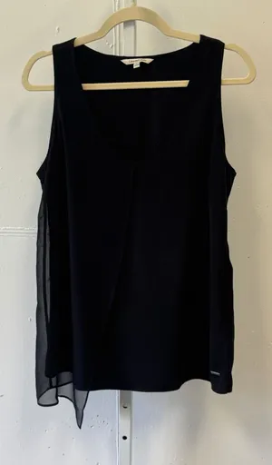 Calvin Klein Jeans Asymmetrical Sheer Layered V-Neck Tank Top Med Office thumbnail 1