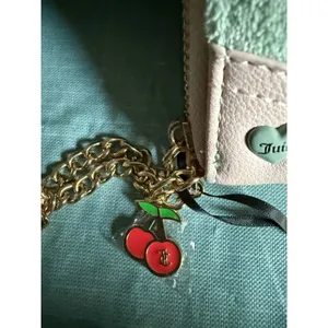 Juicy Couture Sugar Rush Large Zip Around Wallet Frosty Green Terry Cherry Charm thumbnail 3