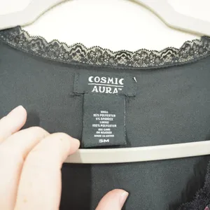 Cosmic Aura Red Rose Floral Mesh Crop Top Lace Trim Bell Sleeve Y2K Gothic Sheer thumbnail 3