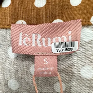 Revolve Le Rumi Size Small Carmel Brown Polka Dot Tie Front Button Down Crop Top thumbnail 3