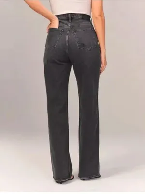 Abercrombie & fitch black/grey the 90’s relaxed Jean high rise size 14 thumbnail 2