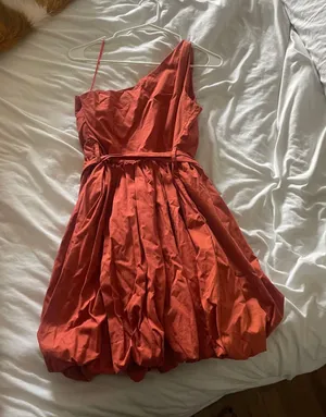 Orange One Shoulder Poplin Dress thumbnail 2